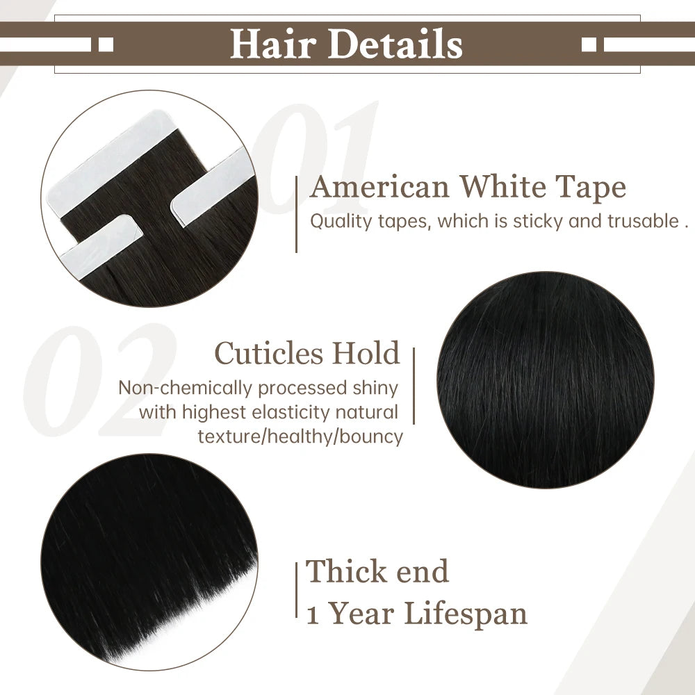 Virgin Tape-In Human Hair Extensions – Straight Remy Hair 2.5g/pc (14–24”)