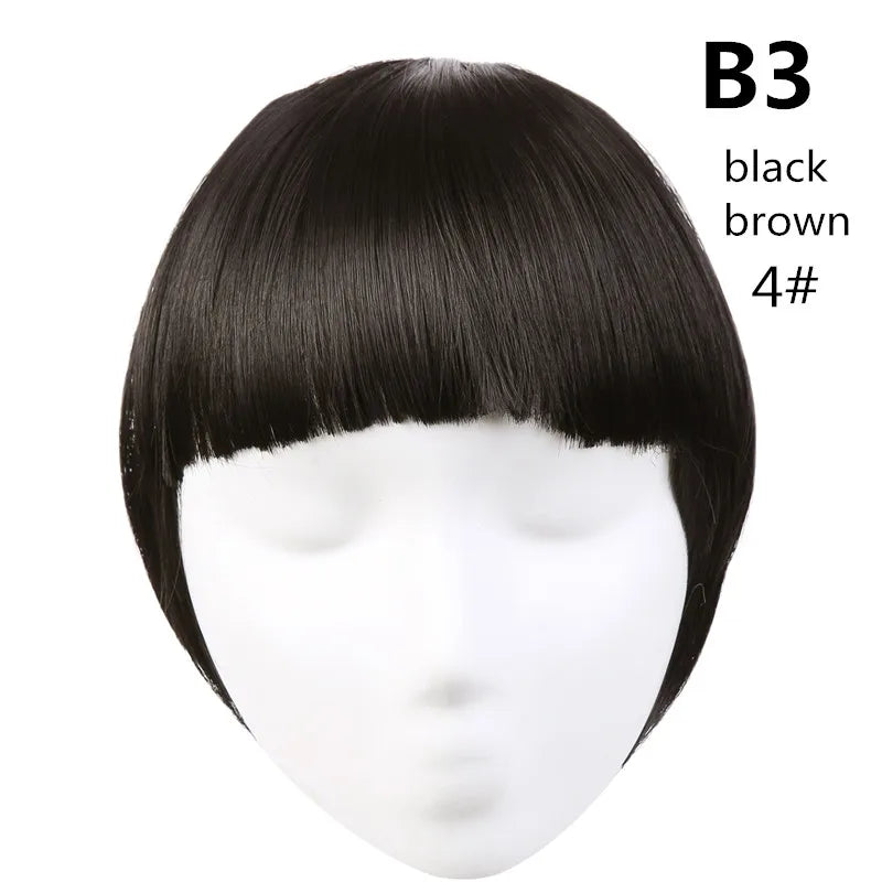 Clip-In Fringe Bangs – Natural-Looking Gradient Hairpiece (Black/Brown, Heat-Resistant)