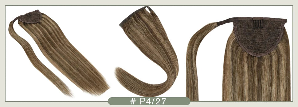 Human Hair Ponytail Extension – Straight Remy Wrap-Around Clip-In Ponytail 80g