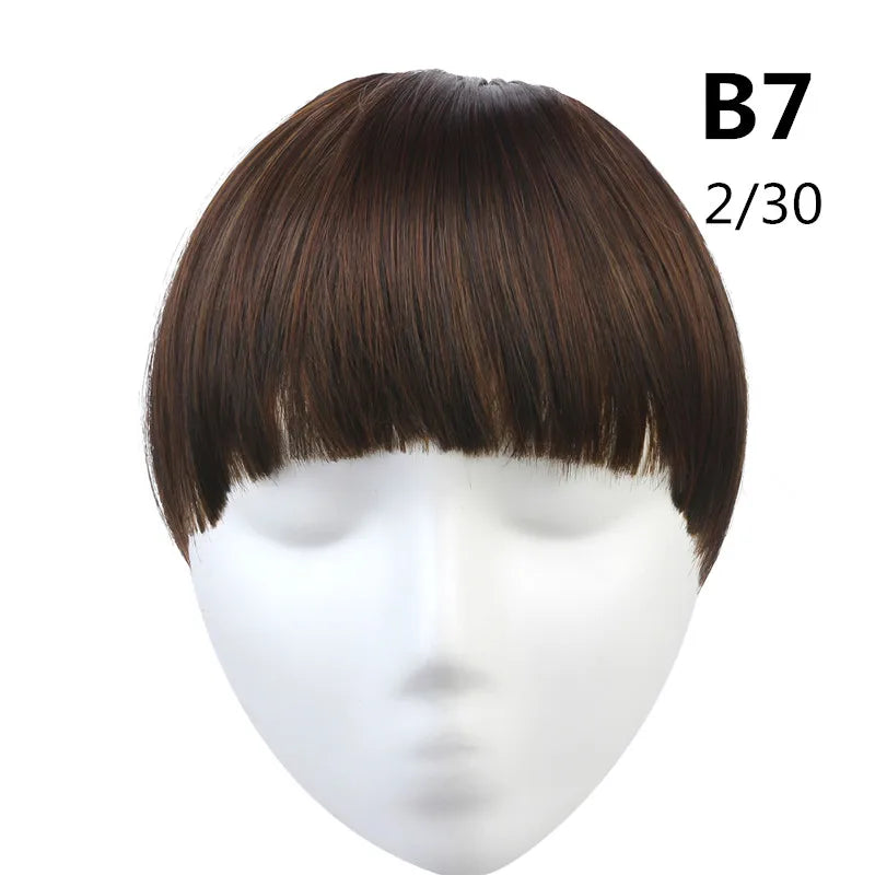 Clip-In Fringe Bangs – Natural-Looking Gradient Hairpiece (Black/Brown, Heat-Resistant)
