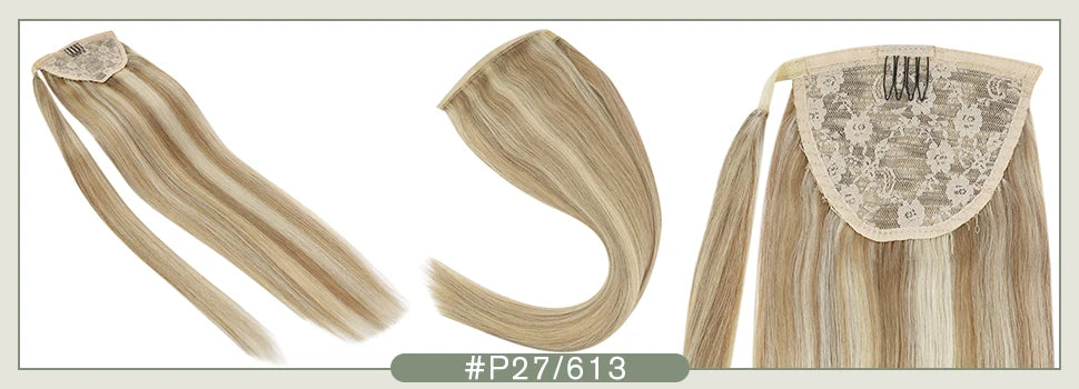 Human Hair Ponytail Extension – Straight Remy Wrap-Around Clip-In Ponytail 80g