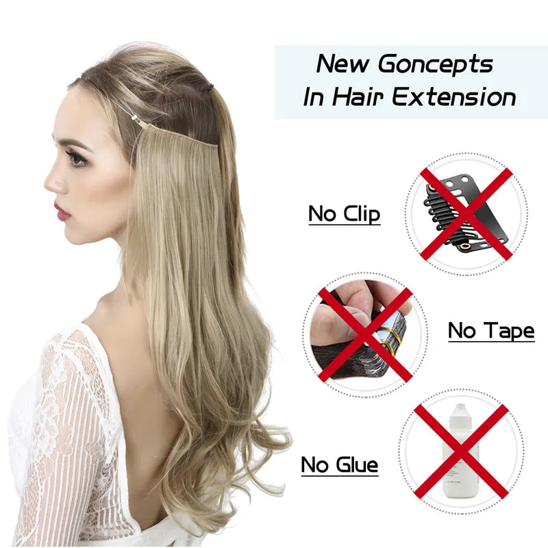 Silkara™ Secret Halo Hair Extensions 14, 16 Inches (Wavy-No Clip)
