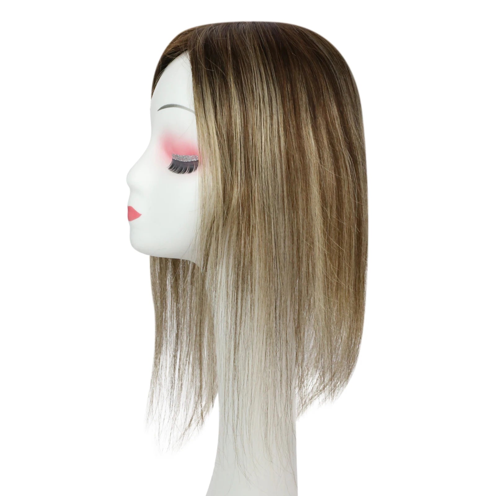 Straight Human Hair Topper – Remy Clip-In Hair Piece with Mono & PU Base