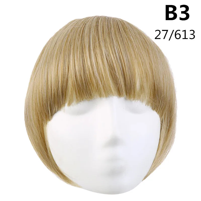 Clip-In Fringe Bangs – Natural-Looking Gradient Hairpiece (Black/Brown, Heat-Resistant)