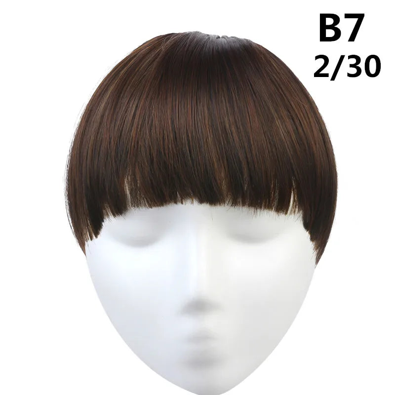 Clip-In Fringe Bangs – Natural-Looking Gradient Hairpiece (Black/Brown, Heat-Resistant)