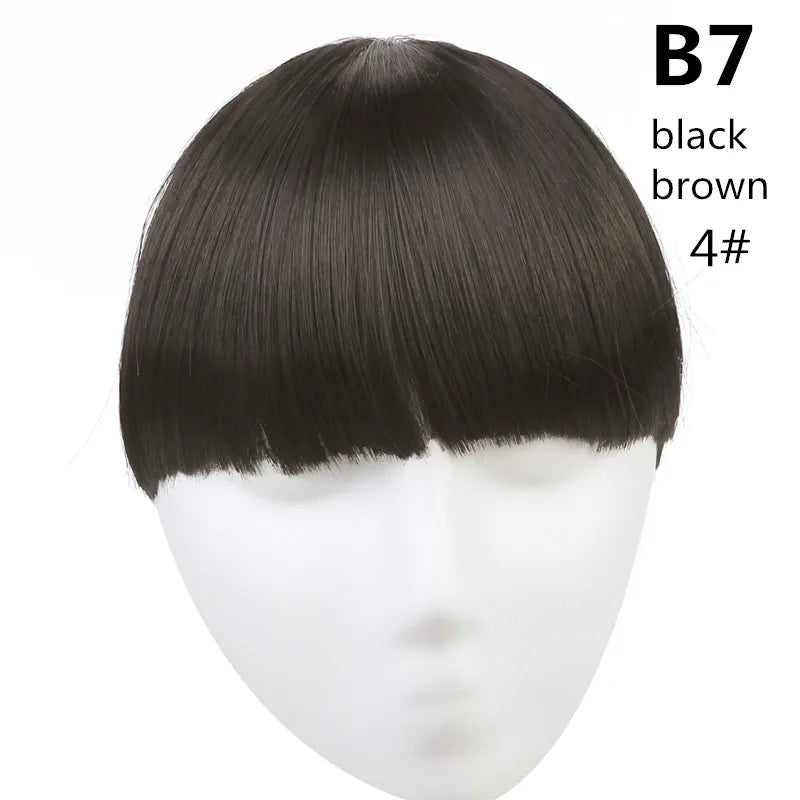 Clip-In Fringe Bangs – Natural-Looking Gradient Hairpiece (Black/Brown, Heat-Resistant)