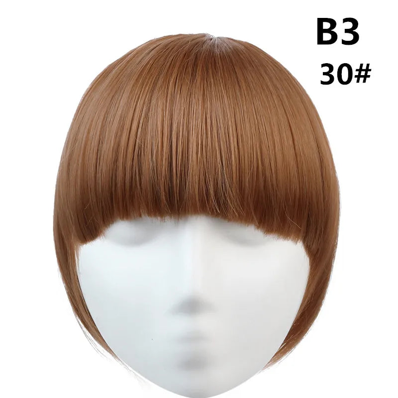 Clip-In Fringe Bangs – Natural-Looking Gradient Hairpiece (Black/Brown, Heat-Resistant)