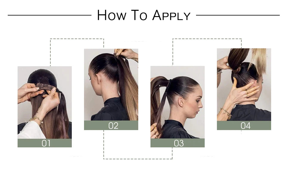 Human Hair Ponytail Extension – Straight Remy Wrap-Around Clip-In Ponytail 80g