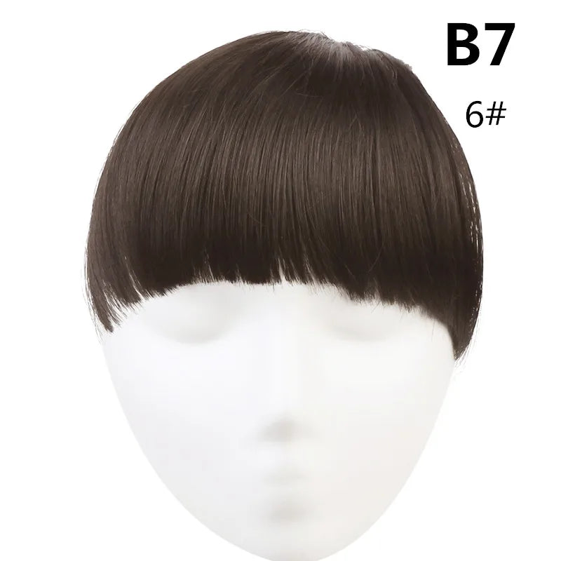 Clip-In Fringe Bangs – Natural-Looking Gradient Hairpiece (Black/Brown, Heat-Resistant)