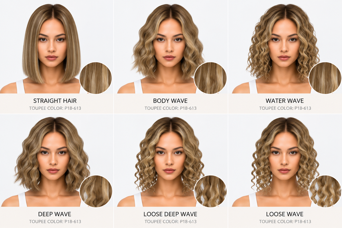100% Human Hair – Straight & Wavy Swiss Lace Base for Natural Crown Coverage
