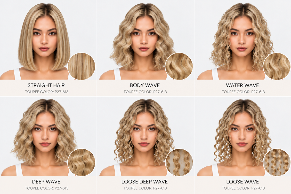 100% Human Hair – Straight & Wavy Swiss Lace Base for Natural Crown Coverage