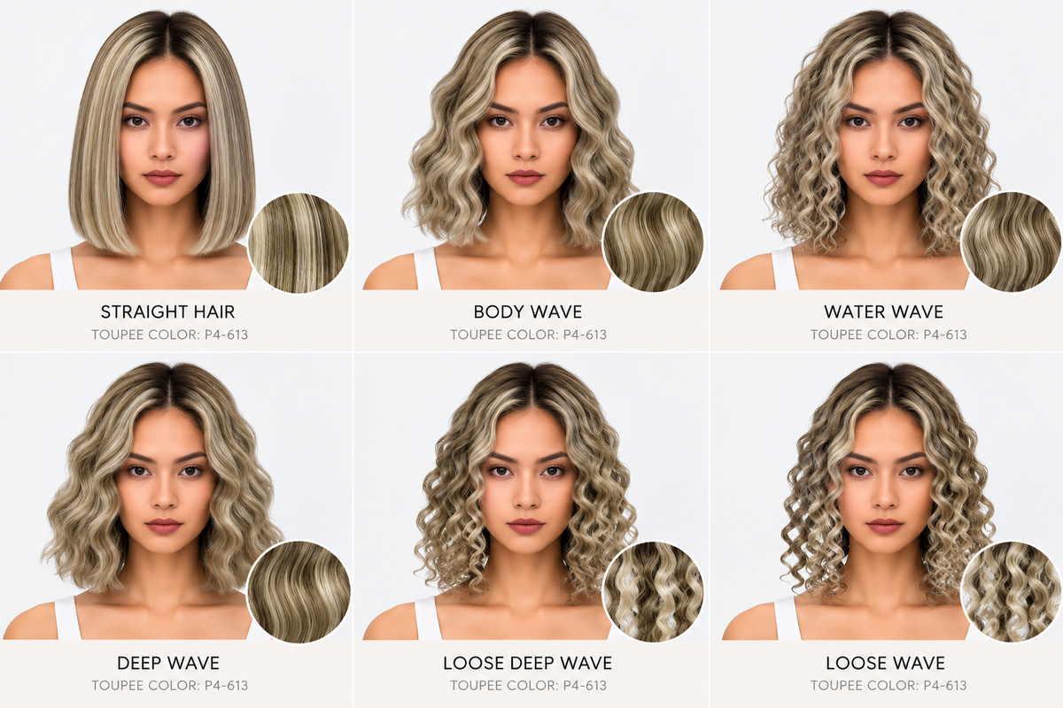 100% Human Hair – Straight & Wavy Swiss Lace Base for Natural Crown Coverage