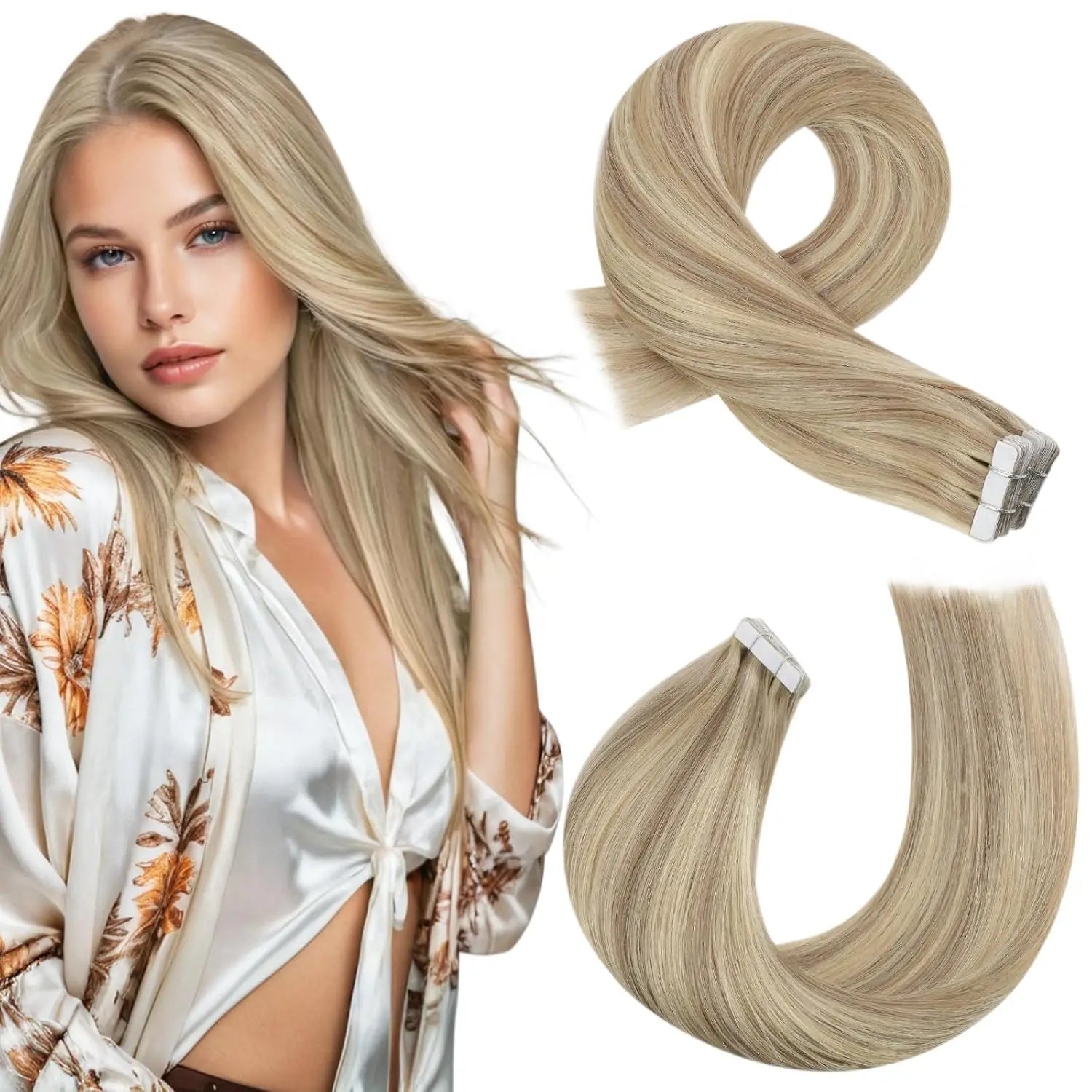 Premium Remy Human Hair Tape-In Extensions – 40 Pieces