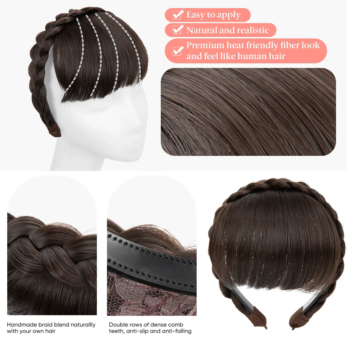 Silkara™ Hair Headband Bangs Extension Blunt Fringe