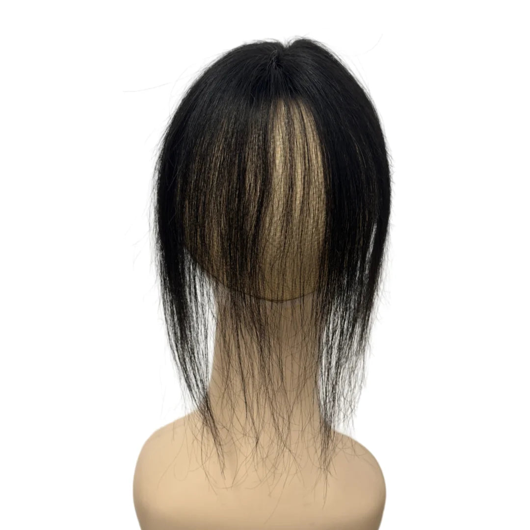 Clip-Free Human Hair Topper with Fringe – Invisible Lace Hair Piece