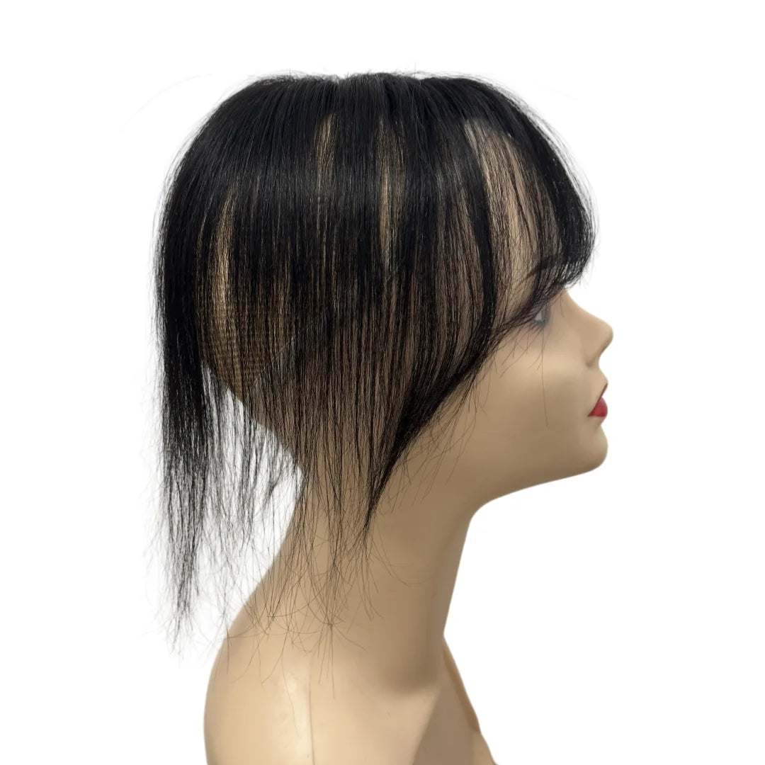 Clip-Free Human Hair Topper with Fringe – Invisible Lace Hair Piece