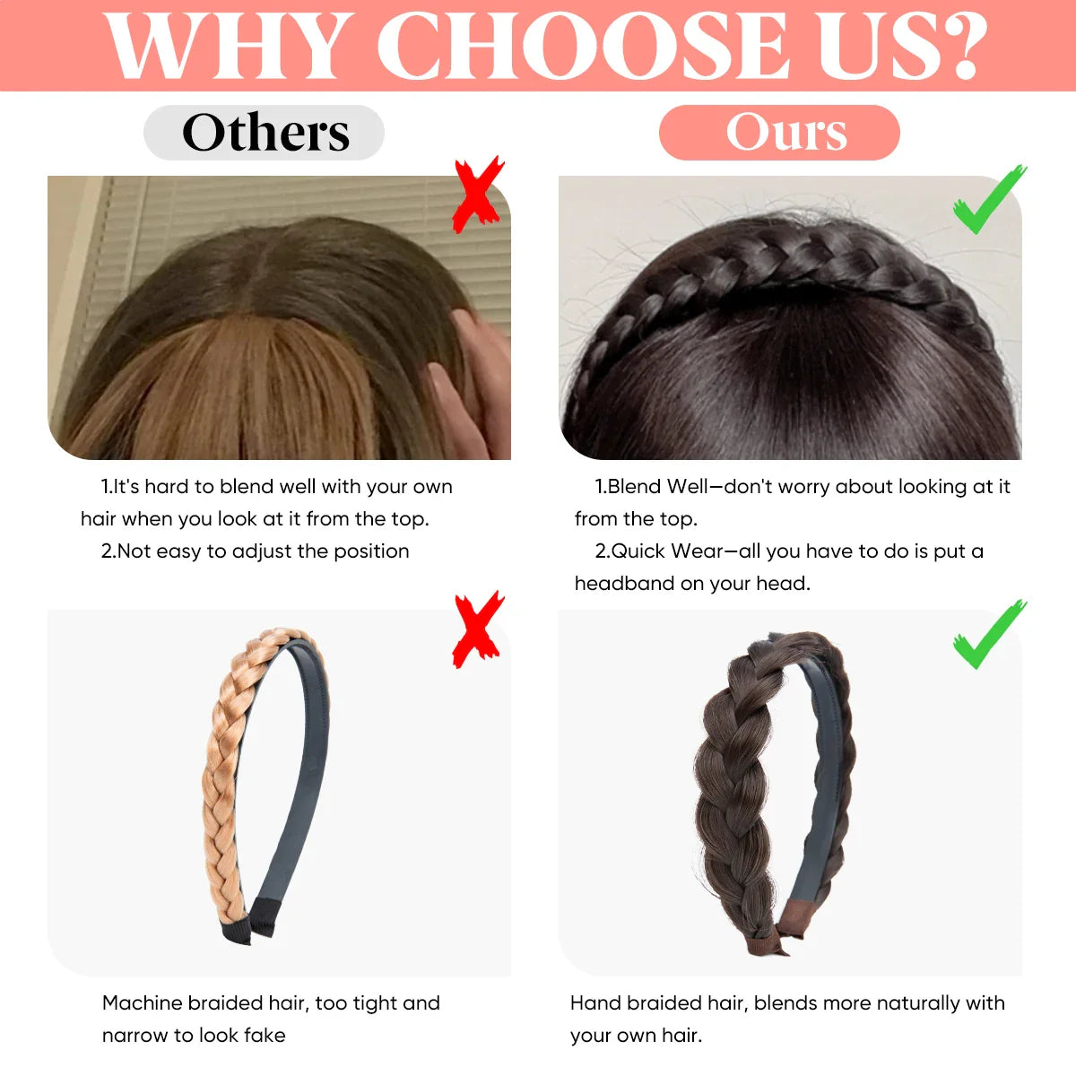 Silkara™ Hair Headband Bangs Extension Blunt Fringe