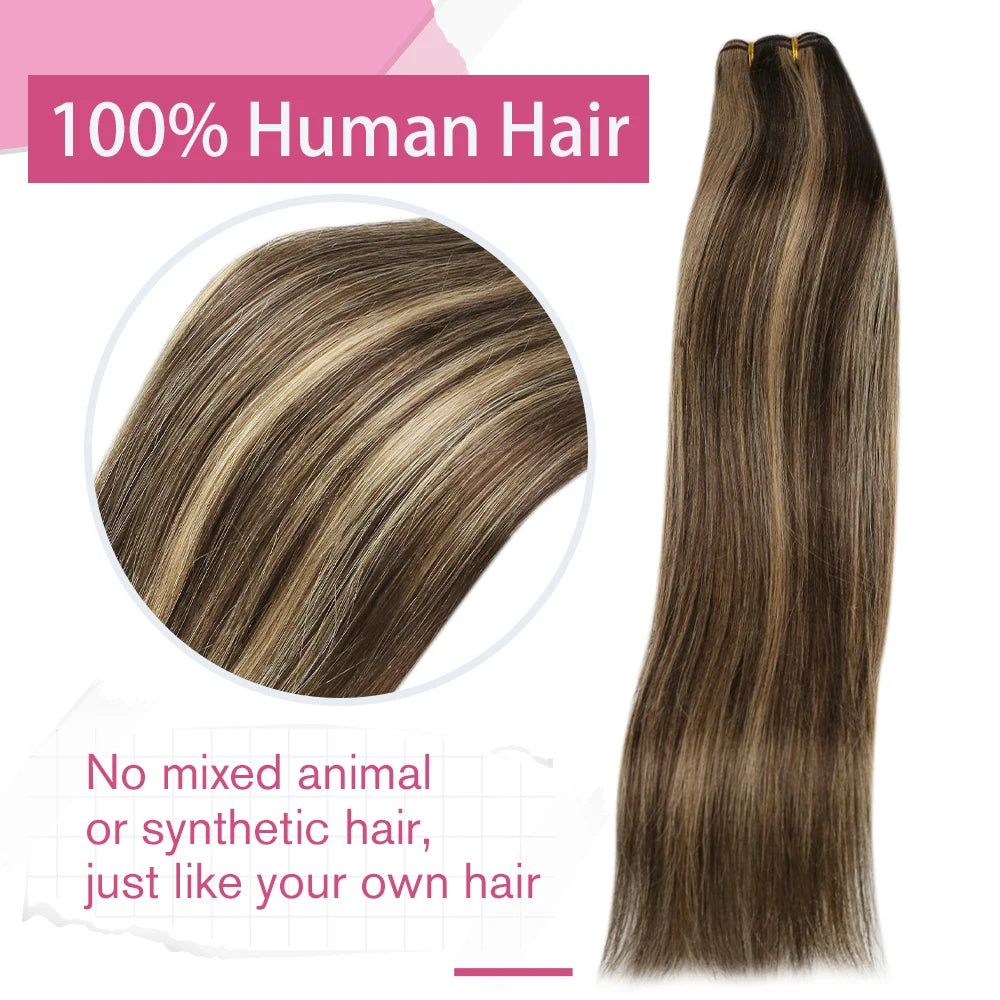Machine Weft Human Hair Extensions – Straight Remy Hair Weaving Bundles 100g