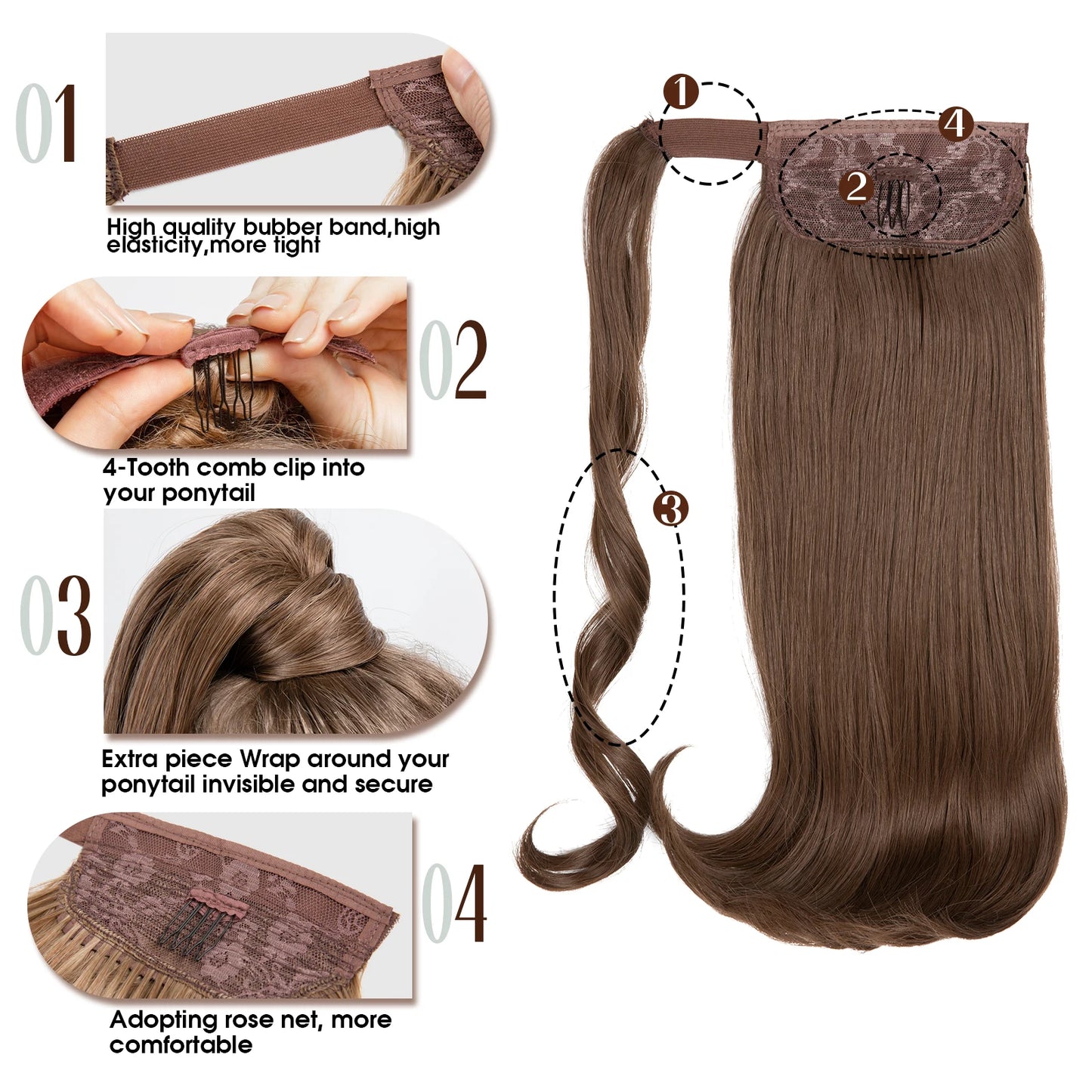 Long Curly Ponytail – Clip-In Wrap Around Hair Extension (140g)
