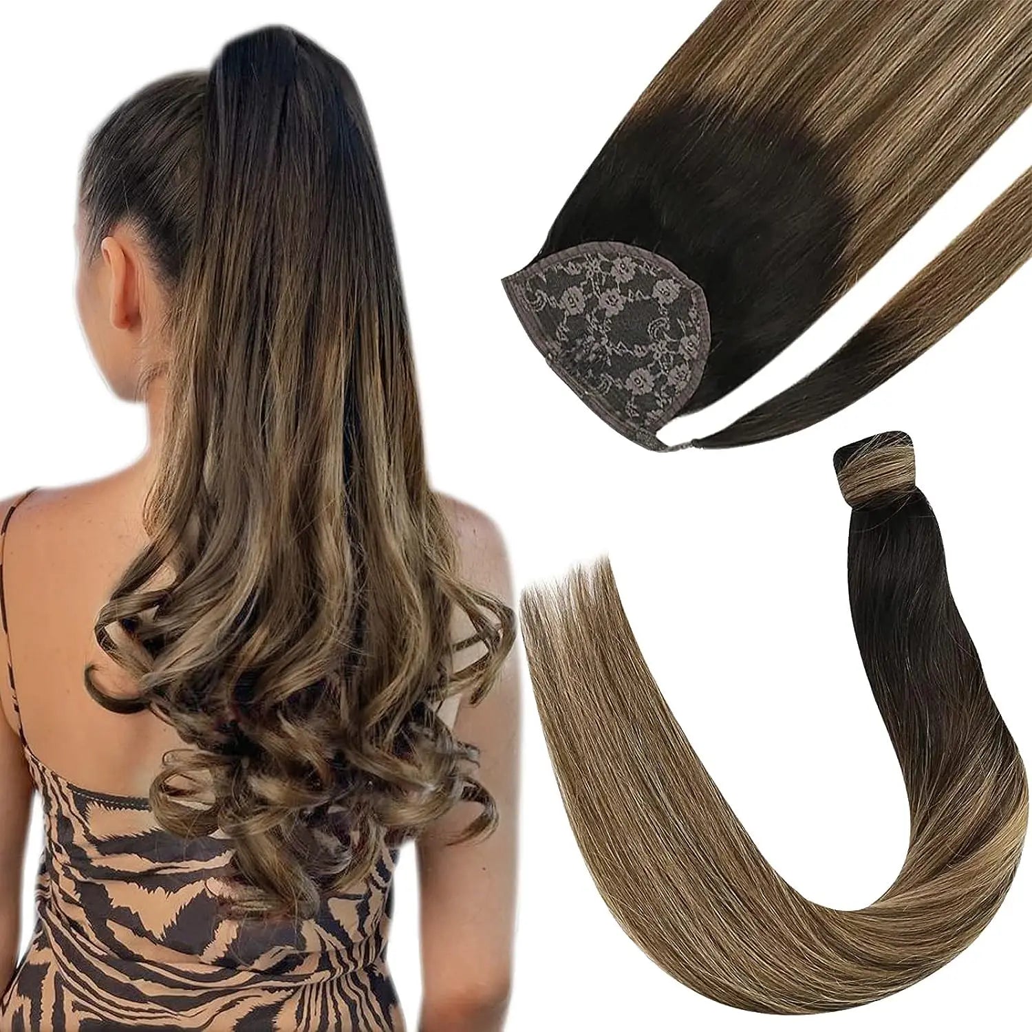 Human Hair Ponytail Extension – Straight Remy Wrap-Around Clip-In Ponytail 80g