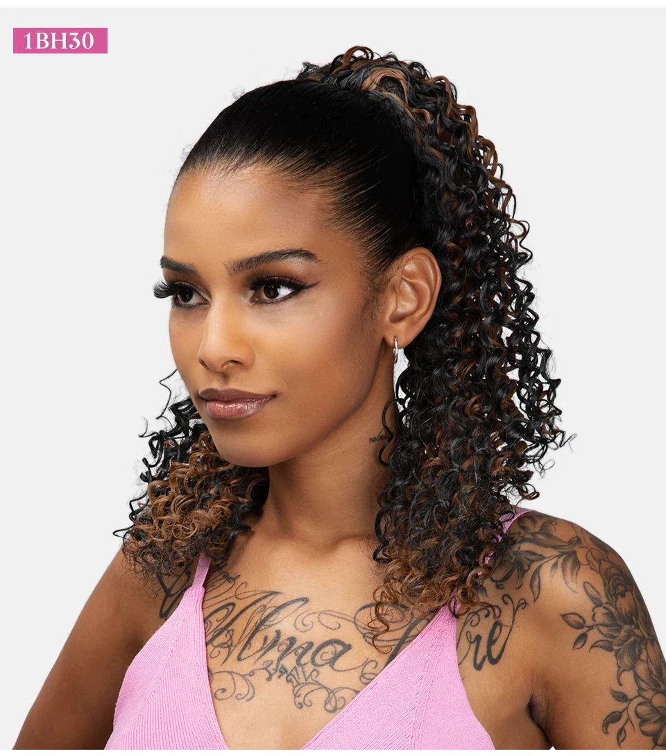 Silkara™ Afro Kinky Curly Drawstring Ponytail 16 Inch Clip In