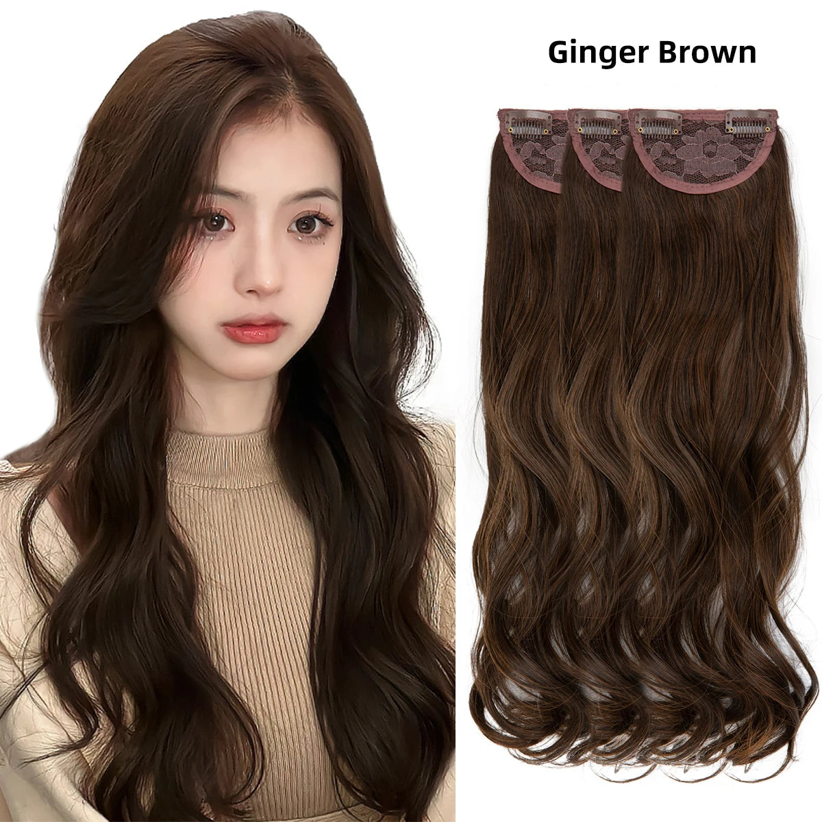 3PCS Wavy Clip In Hair Extensions – Thick Synthetic Full Head Hair Extensions for Women