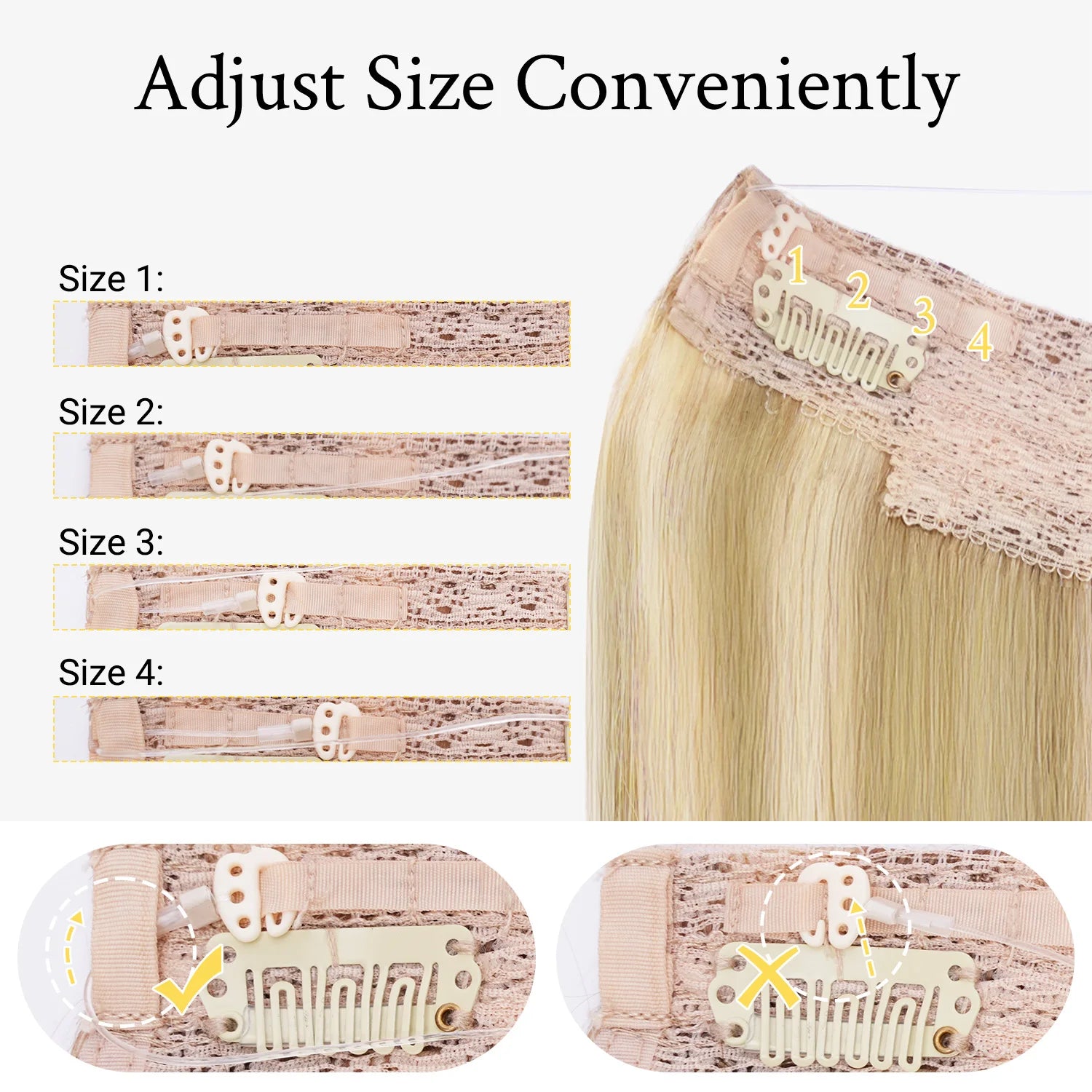Human Hair Wire Extensions – Invisible Halo Clip-In Straight Remy Hair