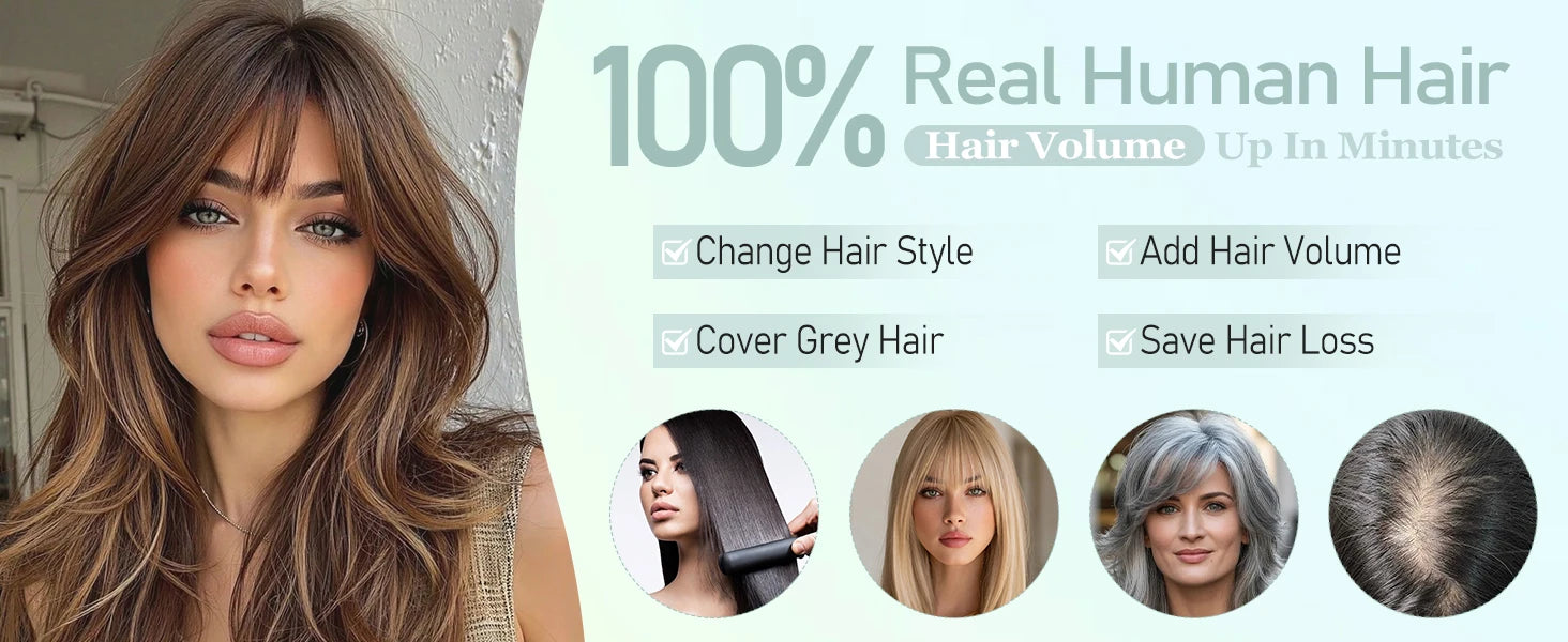 Silk Base 3D Human Hair Topper with 360° Bangs – Real Hair Volume Topper for Thinning Hair