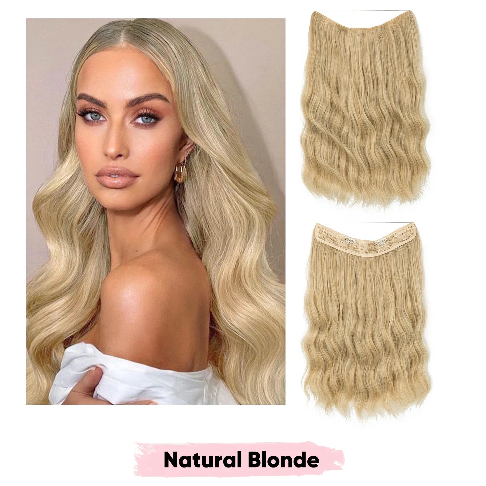 Silkara™ Secret Halo Extensions 16, 20, 24 inches (Wavy-2 Clips)