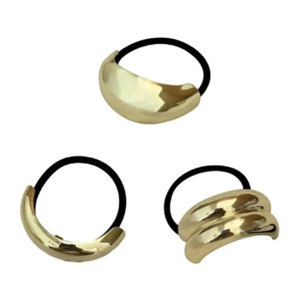 Gold Metal Hair Tie Cuff Set – 3/4-Piece High Elastic Ponytail Bands | Silkara™ Hair Accessories