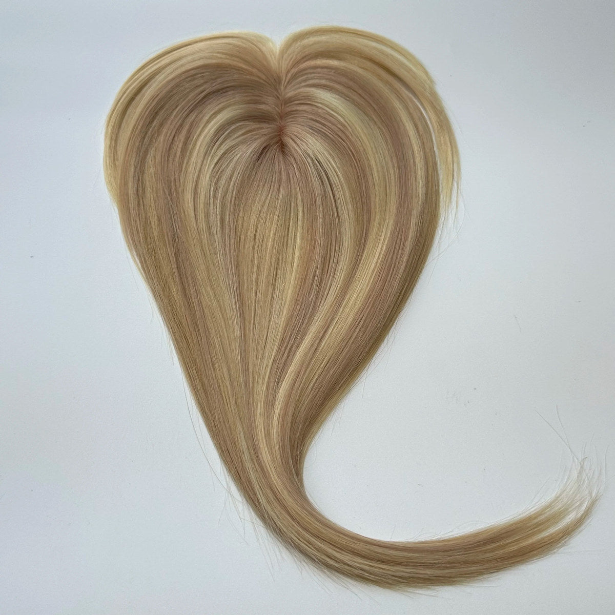 Straight human hair topper in colour P18-613, product top view