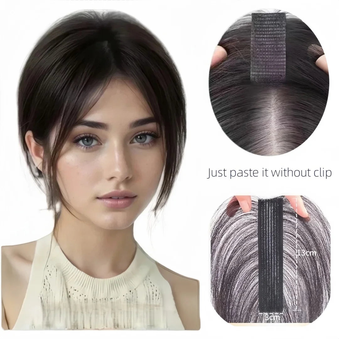 Clip-Free Human Hair Topper with Fringe – Invisible Lace Hair Piece