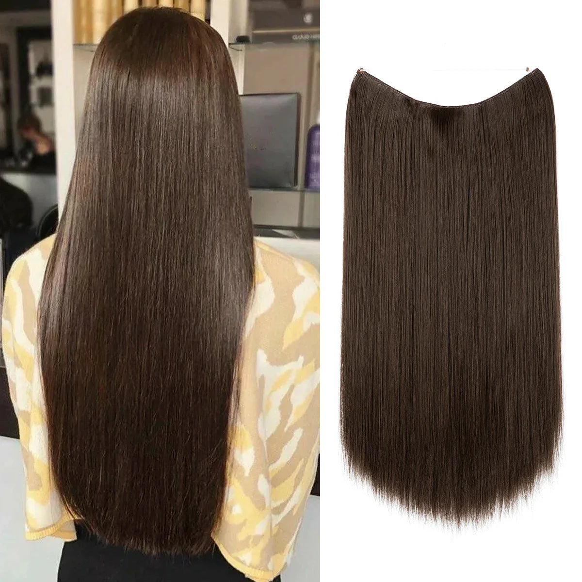 Silkara™ Secret Halo Hair Extensions 18, 22 Inches (Straight-No Clip)