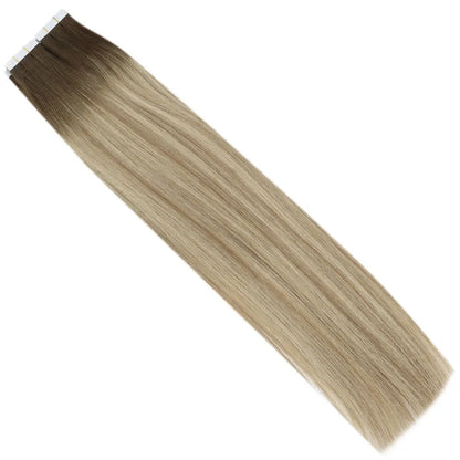 Virgin Remy Tape-In Hair Extensions – Invisible Injection Tape, Double Drawn, Natural Straight (20pcs)