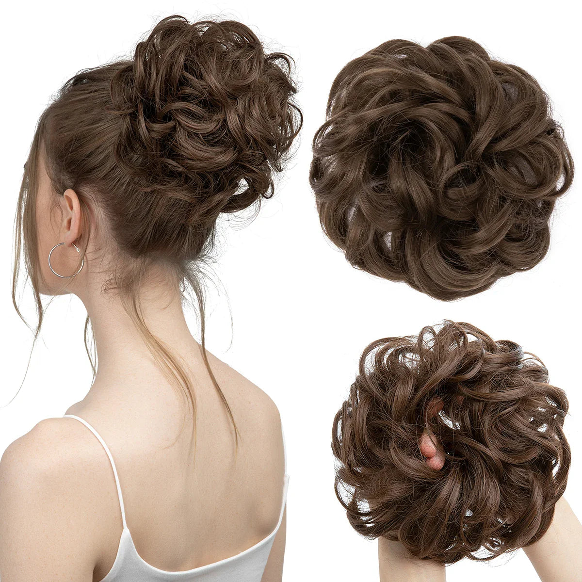 Silkara™  Messy Chignon Premium Big Curly Elastic Hair Scrunchies Bun