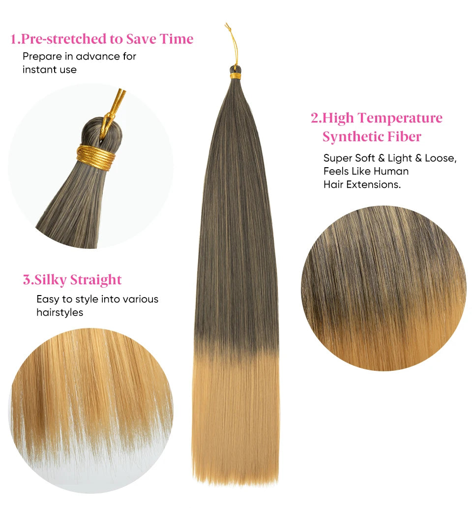 30 Inch Straight Braiding Hair Extensions – Soft Synthetic Crochet Braiding Hair Bundles for Women
