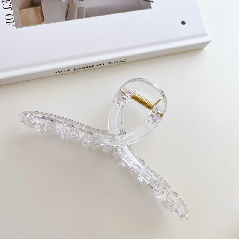 Korean Coffee Beige Acrylic Hair Claw Clip – Large Geometric Hairpin for Women | Silkara™ Accessories