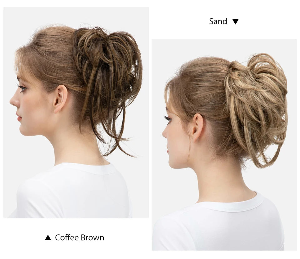 8.5-Inch Synthetic Messy Bun – Detachable Claw Clip & Elastic
