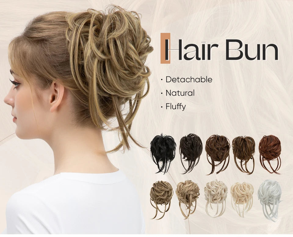 8.5-Inch Synthetic Messy Bun – Detachable Claw Clip & Elastic