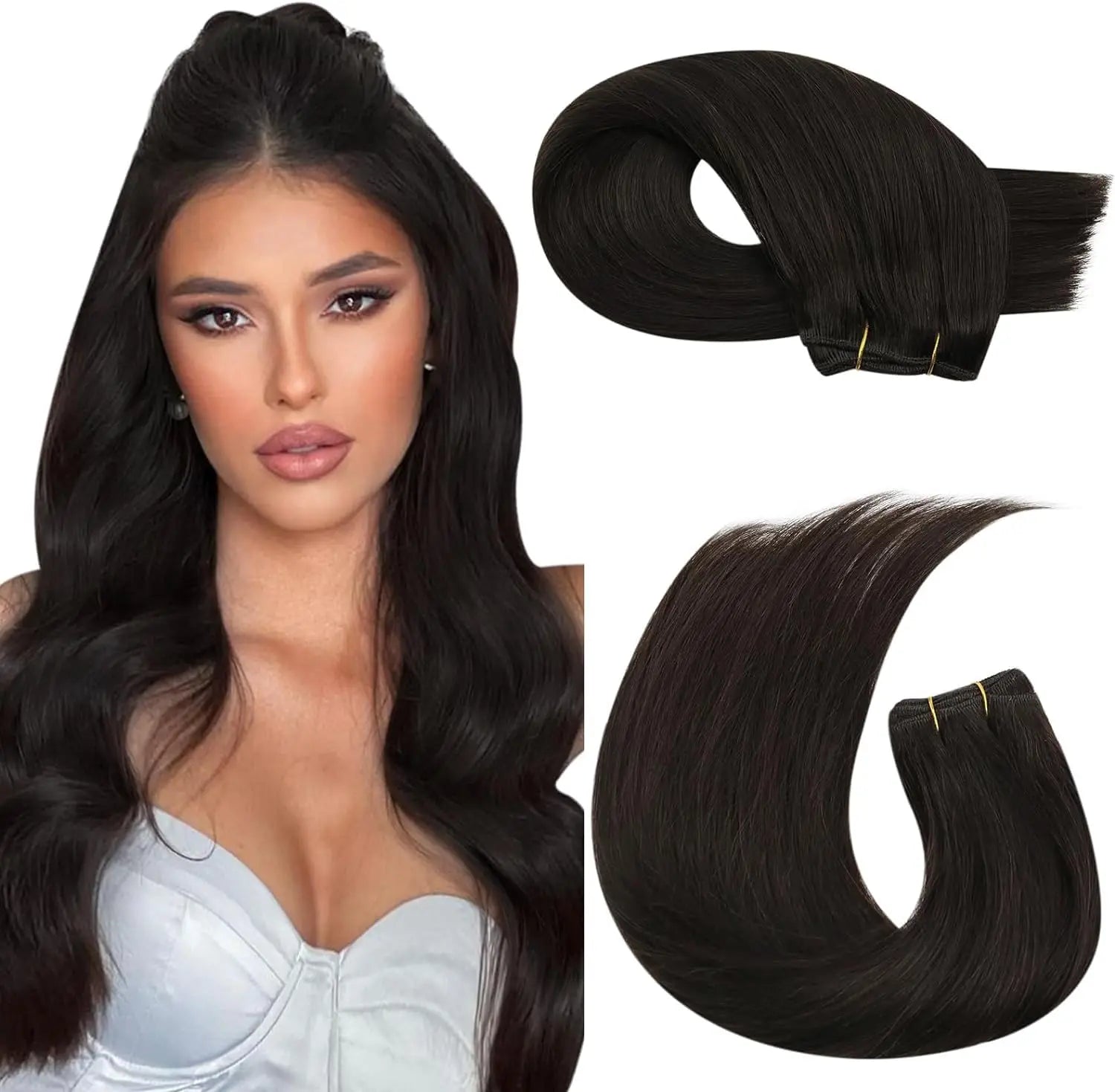 Machine Weft Human Hair Extensions – Straight Remy Hair Weaving Bundles 100g