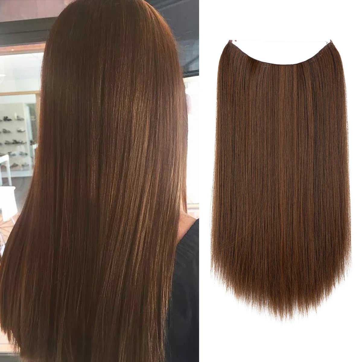 Silkara™ Secret Halo Hair Extensions 18, 22 Inches (Straight-No Clip)