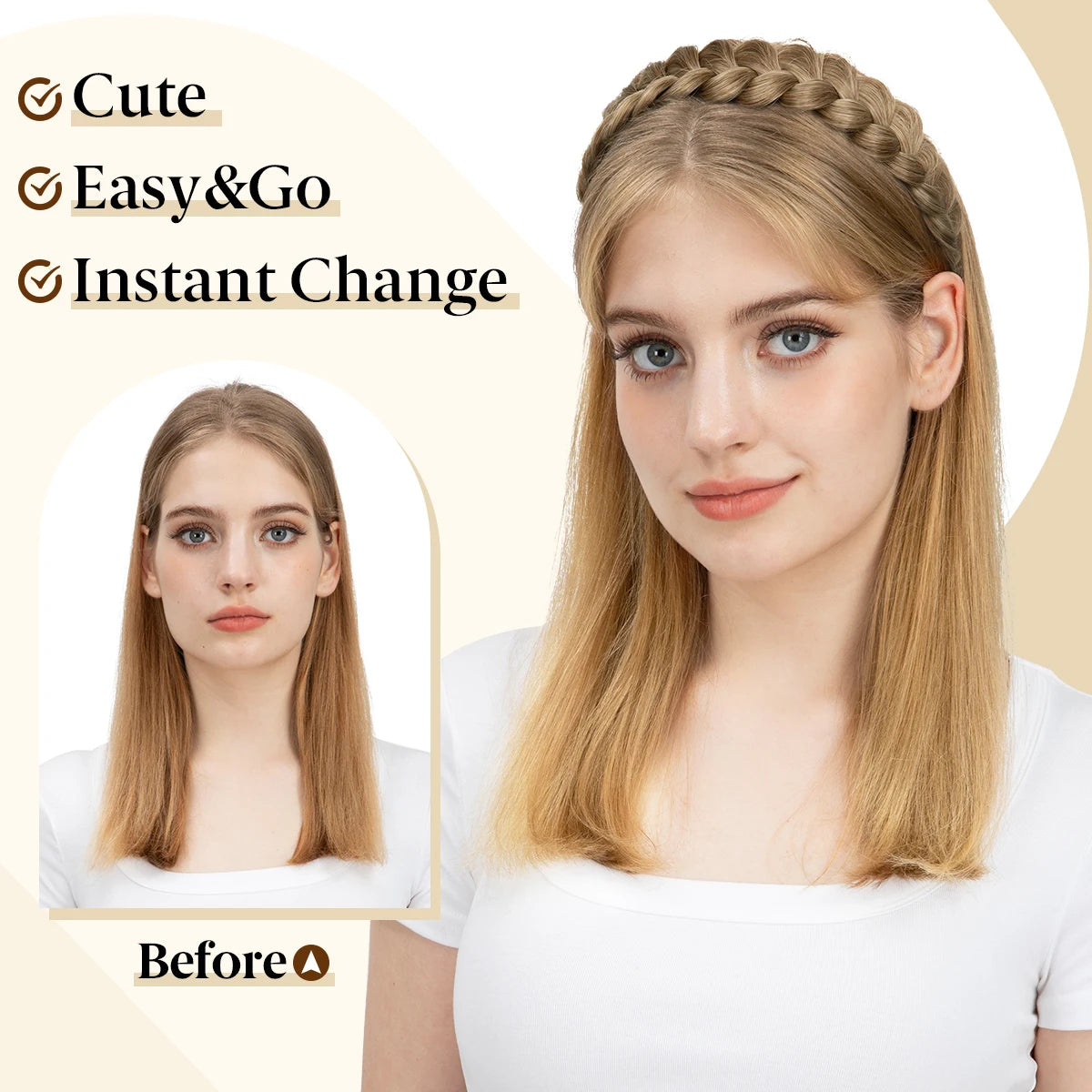 Bohemian Braided Headband – Synthetic Braided Hair Band for Women | Natural Look Hair Accessory