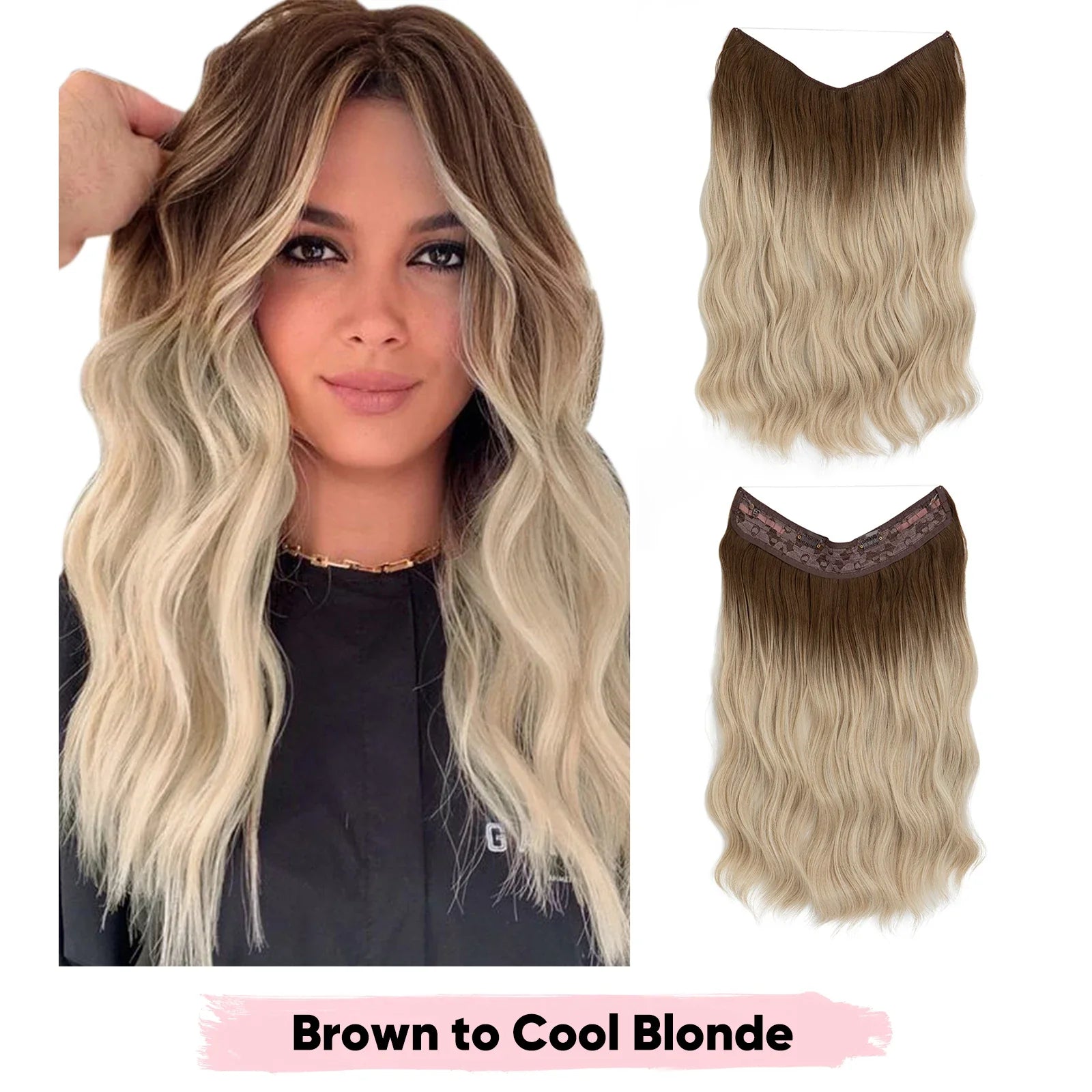 Silkara™ Secret Halo Extensions 16, 20, 24 inches (Wavy-2 Clips)