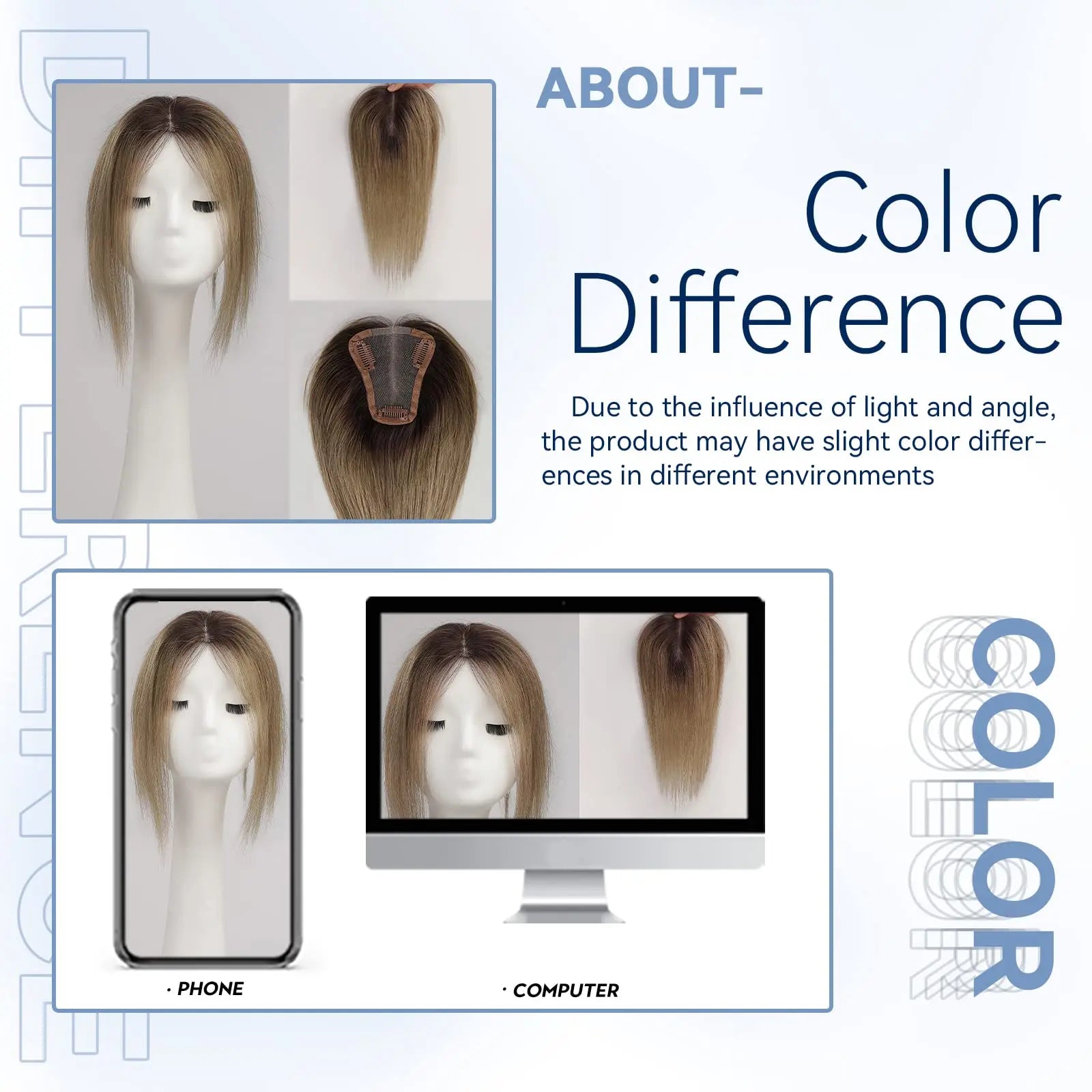 Ombre Ash Blonde Human Hair Topper | Silk Base Remy Hair Topper for Thinning Hair