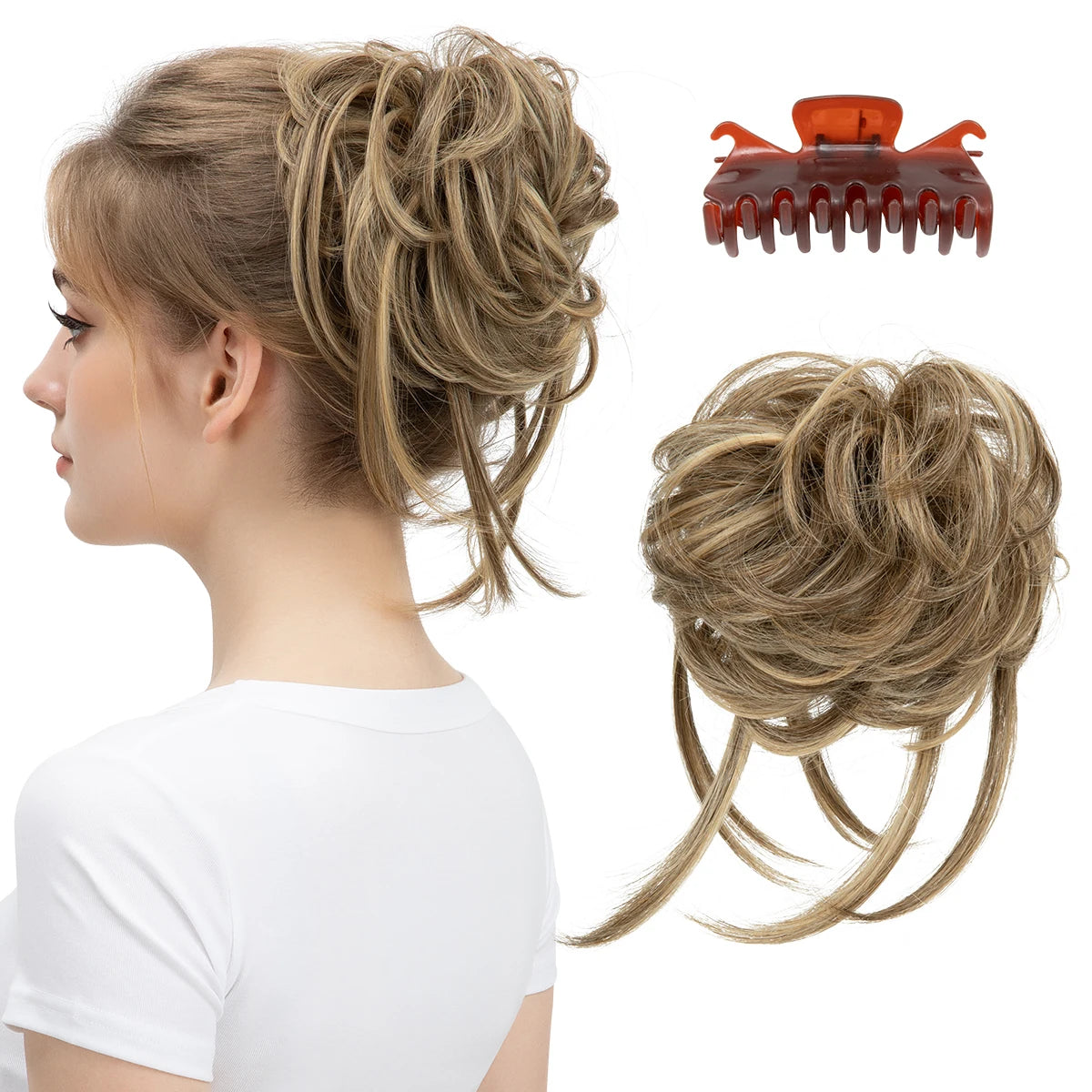 8.5-inch synthetic messy bun hairpiece in Bernstein shade
