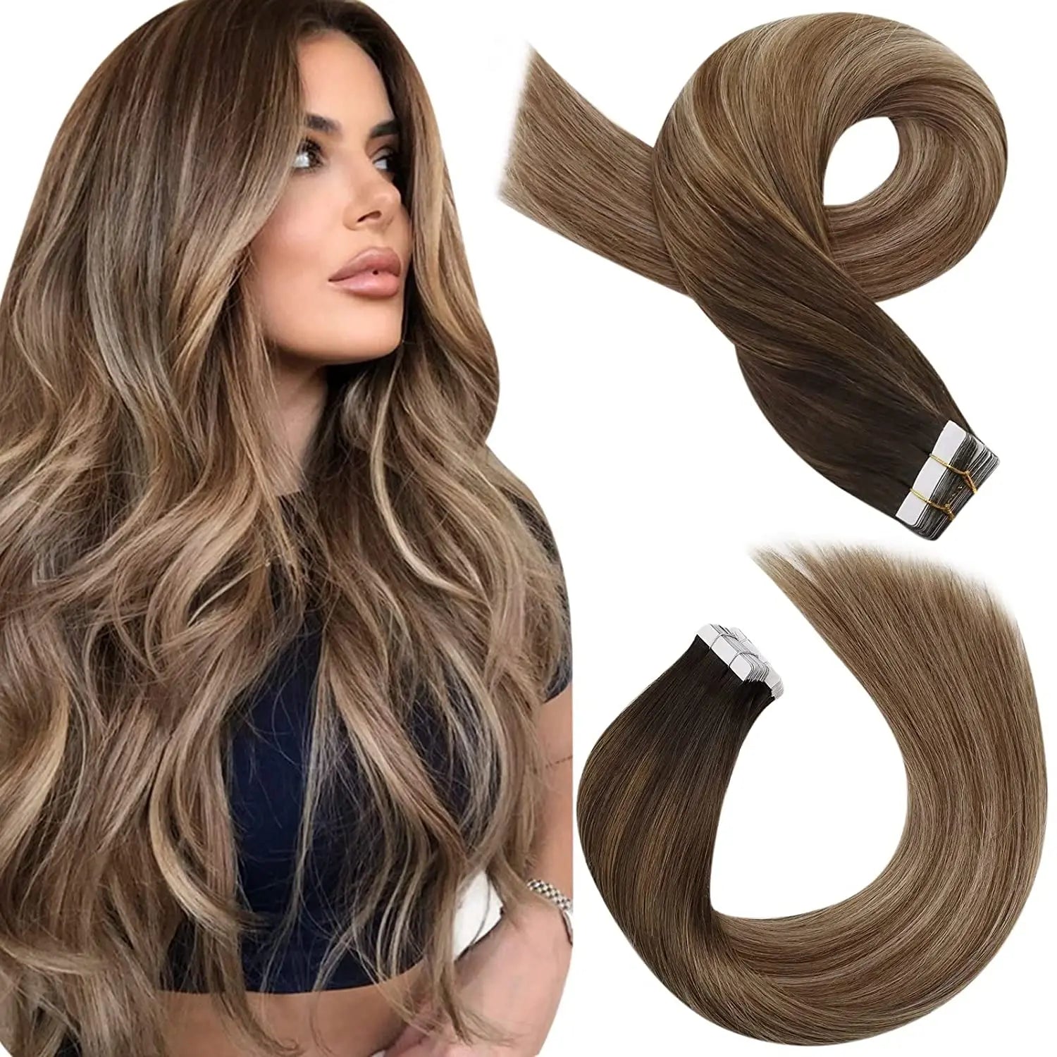 Premium Remy Human Hair Tape-In Extensions – 40 Pieces