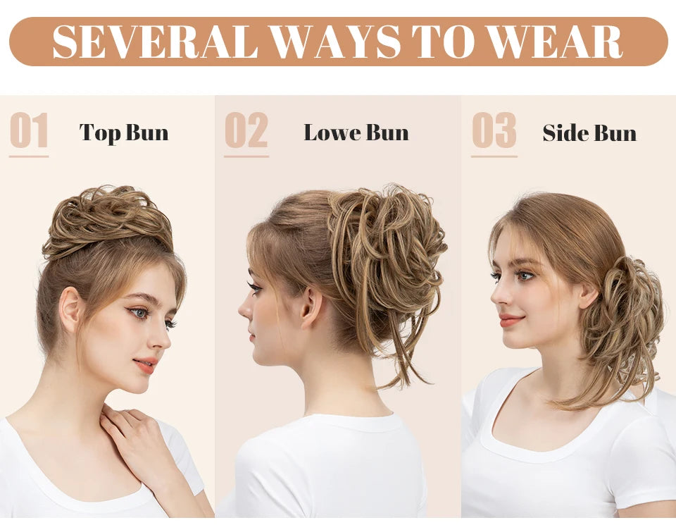 8.5-Inch Synthetic Messy Bun – Detachable Claw Clip & Elastic
