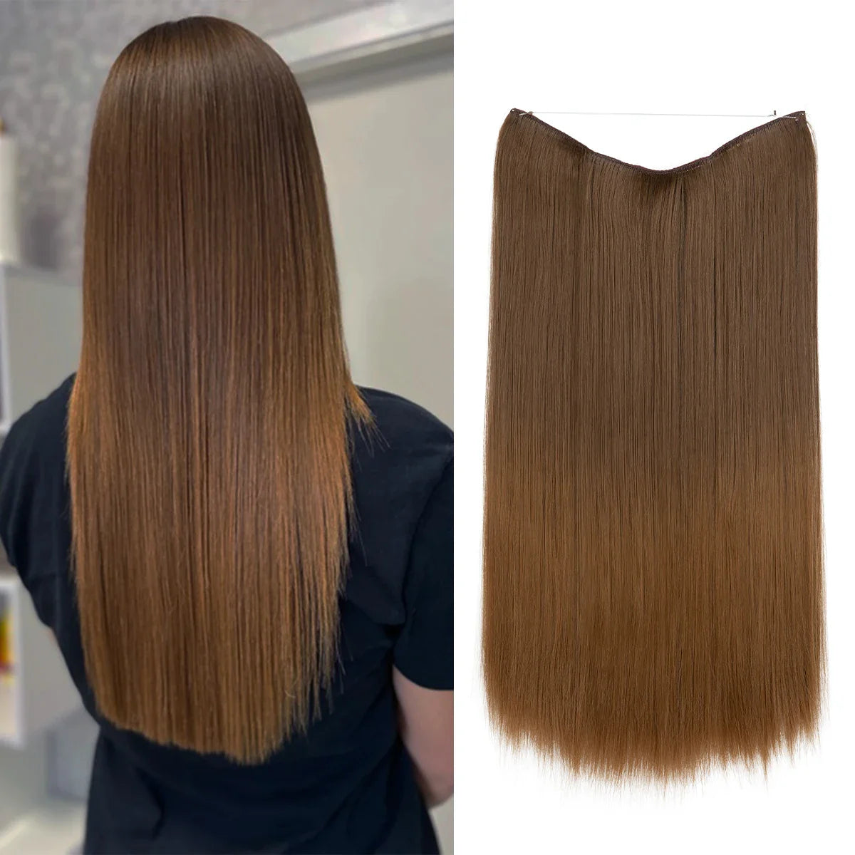 Silkara™ Secret Halo Hair Extensions 18, 22 Inches (Straight-No Clip)