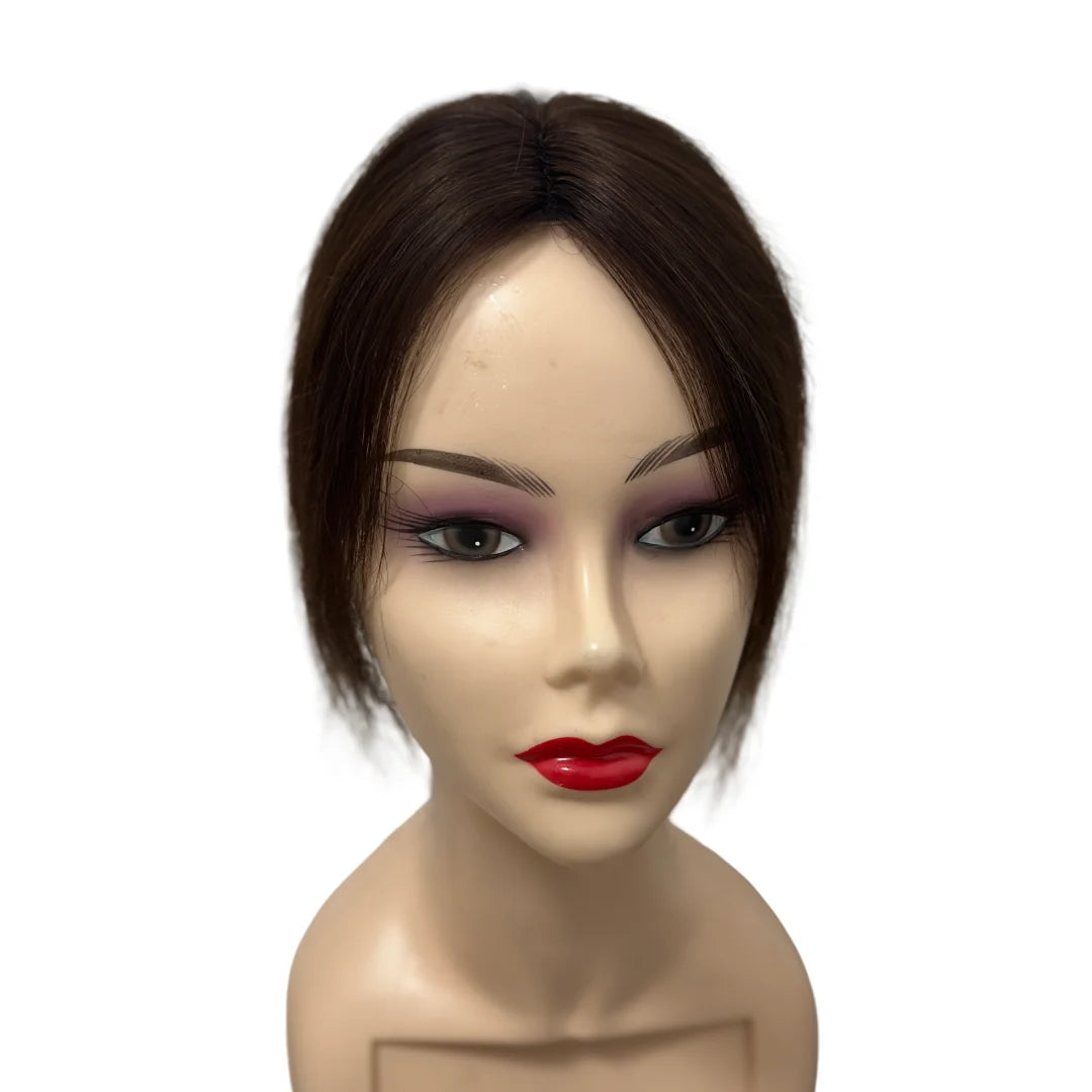 Clip-Free Human Hair Topper with Fringe – Invisible Lace Hair Piece