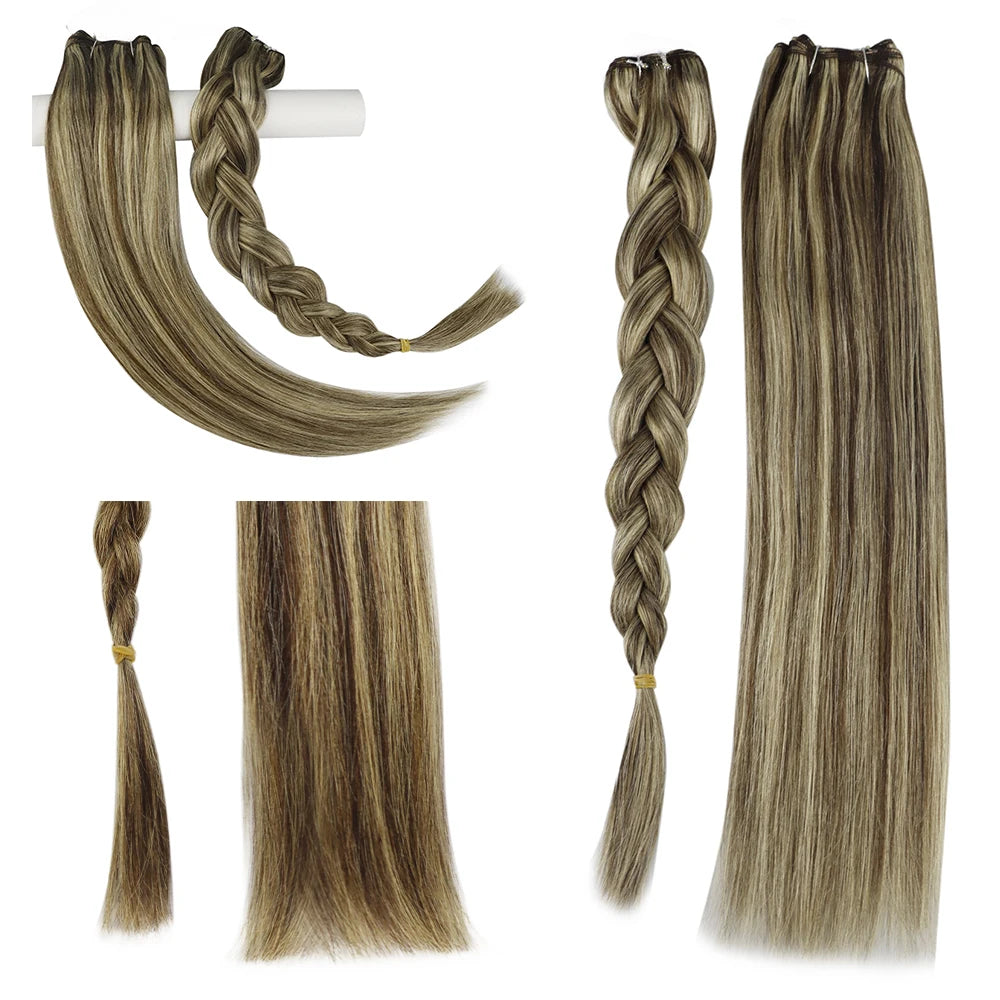 Machine Weft Human Hair Extensions – Straight Remy Hair Weaving Bundles 100g